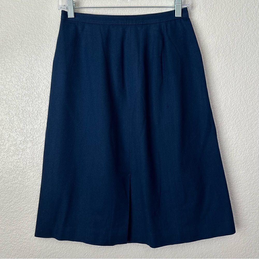 Young Pendleton 100% Virgin Wool Girls Size 11-12 Navy Blue Midi Skirt